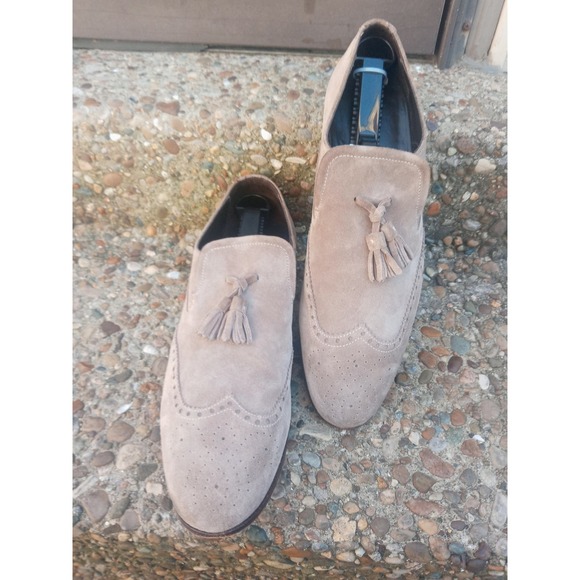 NDC Hand-Made All Leather Suede Wingtip Tassels Tan  Loafers - Size 10 (43) main image 4
